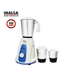 Inalsa Polo 550W Mixer Grinder with 3 Jars - White & Blue