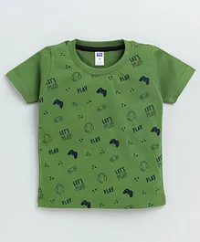 Nottie Planet Half Sleeve Video Game Theme All Over Printed Tee  - Green
