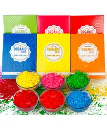 Fiddlerz Holi Gulal Combo of Natural Organic Colors Holi Pack of 6 - 80 g Each (Color May Vary)