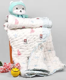 Moms Home Organic Cotton Baby Quilt Snowman Print - Multicolour