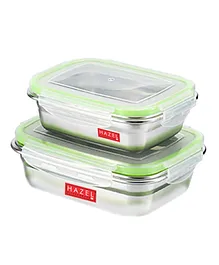 HAZEL Stainless Steel Tiffin Containers With Leakproof Lid Set of 2 - Silver