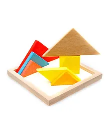 Emob Wooden Colorful Tangram Puzzle Learning Game - 7 Pieces