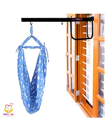 SafeChamp Cloud Baby Cradle Cloth with Seperator And  Metal Window Cradle Hanger - Blue