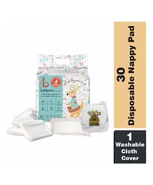Bdiapers Disposable Bamboo Nappy Pads Small Included Washable & Reusable Baby Cloth Diaper Poop Loading- 30 Pieces