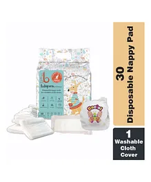 Bdiapers Disposable Bamboo Nappy Pads Small Included Washable & Reusable Baby Cloth Diaper Social Butterfly- 30 Pieces