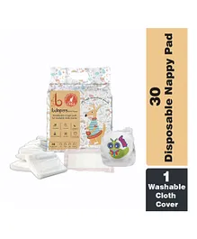 Bdiapers Disposable Bamboo Nappy Pads Medium Included Washable & Reusable Baby Cloth Diaper Book Worm - 30 Pieces