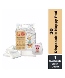 Bdiapers Disposable Bamboo Nappy Pads Medium Included Washable & Reusable Baby Cloth Diaper Desi Diva - 30 Pieces