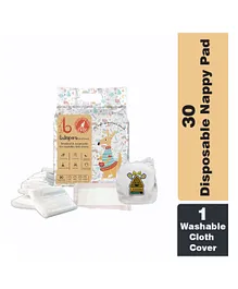 Bdiapers Disposable Bamboo Nappy Pads Medium Included Washable & Reusable Baby Cloth Diaper Poop Loading - 30 Pieces