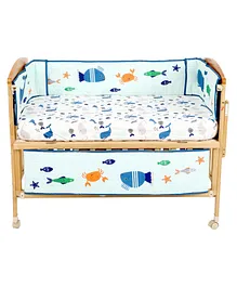 The Mom Store My Sea World 4 Section Crib Rails Protector Bumper Set - Multicolour