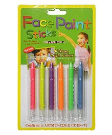 Kunya Non Toxic Face Paint Sticks Safe Water Washable Neon Bright - 6 Pieces
