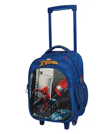 Novex Marvel Original Spider Man Kids Backpack Trolley with 2 Wheel Blue - Height 16 Inches