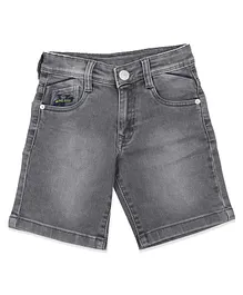 LEO Stretch Denim Washed Bermuda Shorts  - Grey