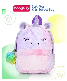 Babyhug Soft Plush Unicorn Twilight Sparkling Kids School Bag Purple & Pink - 12 Inches