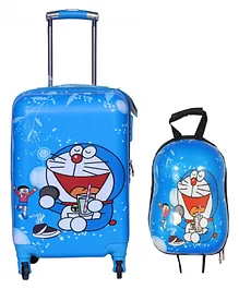 D PARADISE Doraemon Print Hard Case Trolley Bag & Hard-Shell Backpack - 16 Inches & 13 Inches
