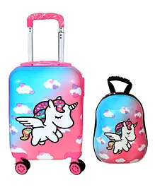 D PARADISE Unicorn Print Hard Case Trolley Bag & Hard-Shell Backpack - 16 Inches & 13 Inches