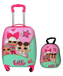D PARADISE Lol Print Hard Case Trolley Bag & Hard-Shell Backpack - 16 Inches & 13 Inches