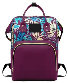 Babymoon Multifunction Backpack Style Maternity Leafy Print Diaper Bag - Purple