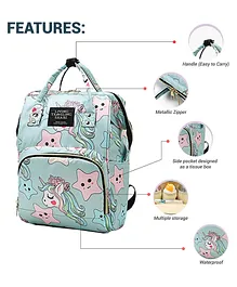 Babymoon Multifunction Backpack Style Maternity Star Print Diaper Bag - Light Green
