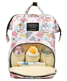 Babymoon Multifunction Backpack Style Maternity Shapes Print Diaper Bag - Peach