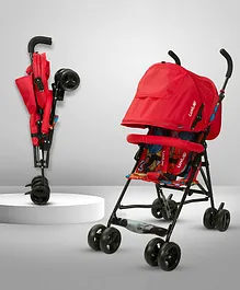 LuvLap Tutti Fruti Baby Stroller/Buggy, Lightweight, Travel Friendly Baby Pram, 5 Point Safety Harness, Extendable Canopy, Upto 15Kg (Red)