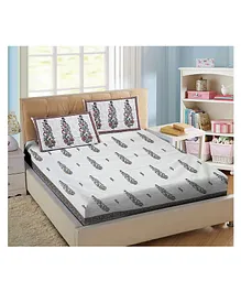 KIDS WONDERS Pure Cotton Bedsheet and Pillow Set King Size 240TC - Grey