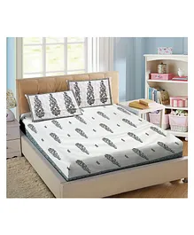 KIDS WONDERS Pure Cotton Bedsheet and Pillow Set King Size - Brown & White