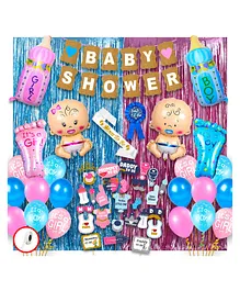 Party Propz Baby Shower Decoration Items Combo Blue and Pink - Pack Of 92