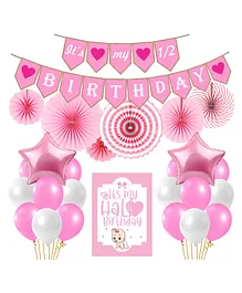Party Propz Half Birthday Decoration Pink And White - Pack Of 50