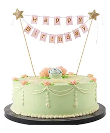 Party Propz Happy Birthday Cake Topper 1Pc - Pink