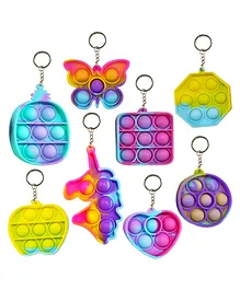 Party Propz Pop It Rainbow Fidget Keychain Multicolor - Pack Of 12