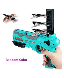 OPINA Pistol Shooting Game Catapult Air Plane Toy with 4 Aeroplanes (Color May Vary)