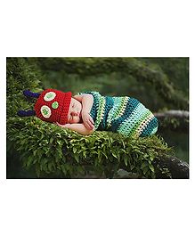 Momisy New Born Caterpillar Theme Baby Photography Photoshoot Props Costume - Multicolour