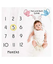 MOMISY Milestone Bed Sheet Prop for Baby New Born Photoshoot Props Parents Love Print - White