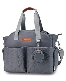 Little Story Quilted Diaper Bag with Pacifier Pouch - Dark Grey