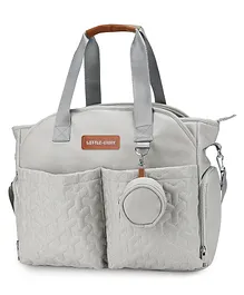 Little Story Quilted Diaper Bag with Pacifier Pouch - Grey