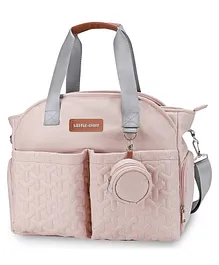 Little Story Quilted Diaper Bag with Pacifier Pouch - Pink
