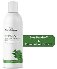 Aravi Organic 100% Pure Natural & Cold Pressed Neem Hair Oil For Dandruff Relief & Healthy Hair Growth-200ml