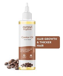 Aravi Organic 100% Pure Natural & Cold Pressed Castor Hair Oil For Hair Growth Stronger Hair Skin Care -200 ml