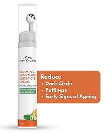 Aravi Organic Vitamin C & Cucumber Under Eye Cream Gel Roll on Massager for Dark circles Puffy Eyes - 15 ml