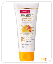 Babyhug Advanced Mineral Based Sunscreen with SPF 30 + & PA+++ & Broad Spectrum Protection and No White Cast - 50 g