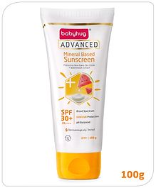 Babyhug Advanced Mineral Based Sunscreen with SPF 30 + & PA+++ & Broad Spectrum Protection and No White Cast - 100 g