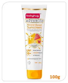 Babyhug Advanced Mineral Based Sunscreen with SPF 30 + & PA+++ & Broad Spectrum Protection and No White Cast - 100 g