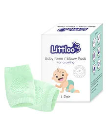 Littloo Baby Safety Protector Knee & Elbow Pads for Anti-Slip Crawling Experience Made with Soft Cotton Elastic and Stretchable - Green