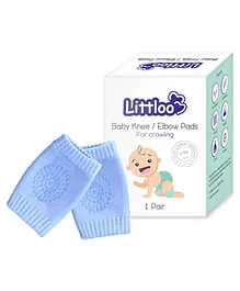 Littloo Baby Safety Protector Knee & Elbow Pads for Anti-Slip Crawling Experience Made with Soft Cotton Elastic and Stretchable - Blue