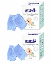 Littloo Baby Safety Protector Knee & Elbow Pads for Anti Slip Crawling Experience Made with Soft Cotton Elastic and Stretchable Pack of 2 - Blue