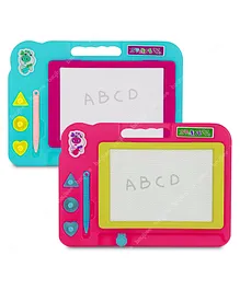 Baybee Magnetic Writing & Drawing Erasable Board Slate With Stamps & Pen - Multicolor