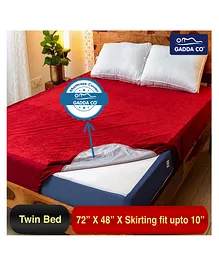 Gadda Co Bamboo Waterproof Bed Protector Mattress Topper for Twin Single Bed - Maroon