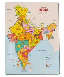 Vworld Wooden Large Premium Map of India Puzzle with State For Knowledge - 30 Pieces