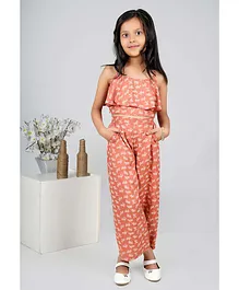 Jelly Jones Sleeveless All Over Floral Layered Top With Coordinating Culottes - Brown