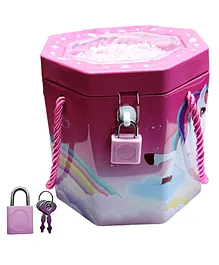 FunBlast Unicorn Themed Piggy Bank with Lock and Key - Pink